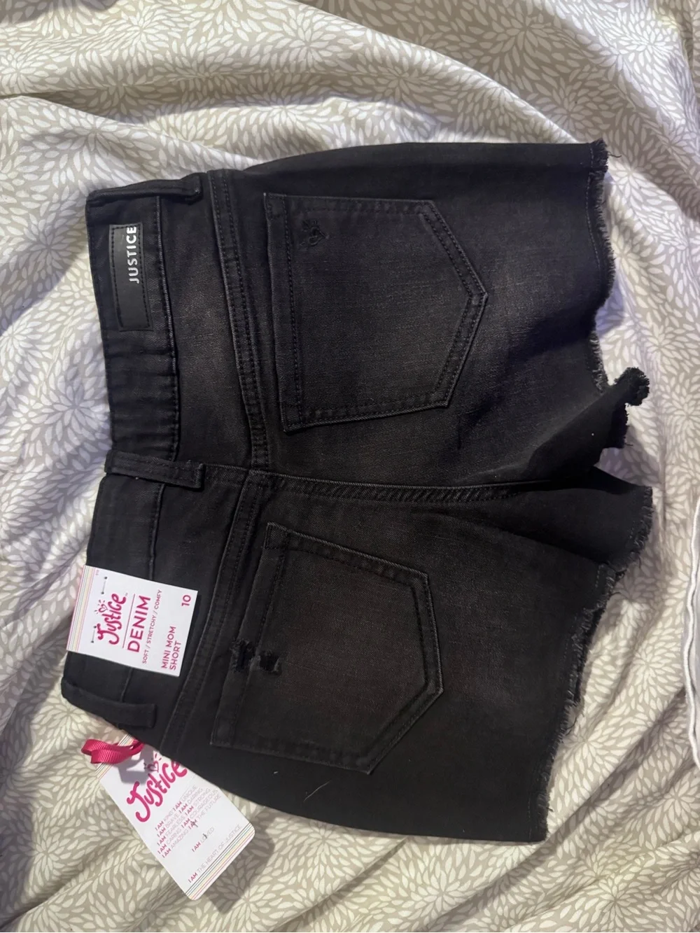 Justice Black Ripped Denim Shorts